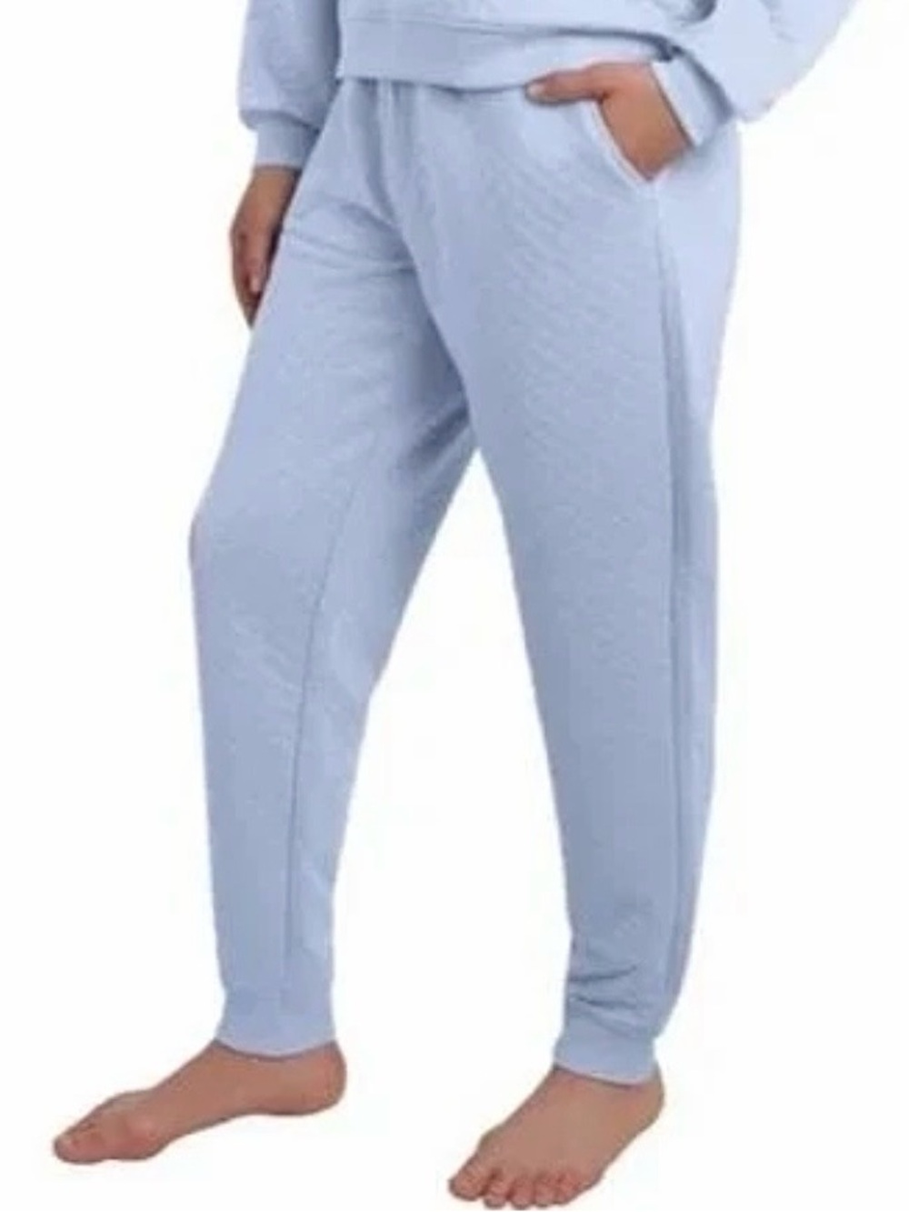 Lands End Quilted Lounge Pants Pull-On Jogger Sweatpants Light Blue Size XXL - Picture 2 of 14
